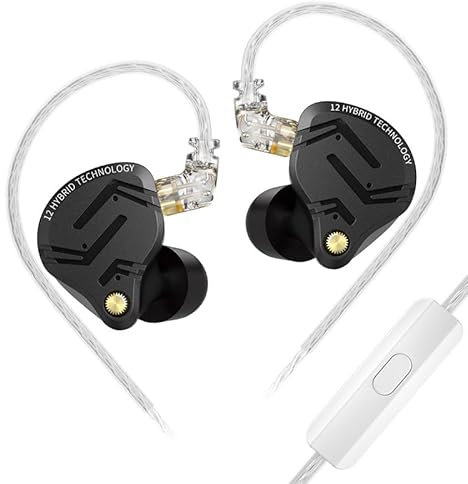 Yinyoo KZ ZS12 Pro X Cascos con Microfono,1DD 5BA Auriculares In Ear con Cable,Graves Profundos Cascos DJ, Ligero Cascos con Cable Jack 3.5 de Metal Completo