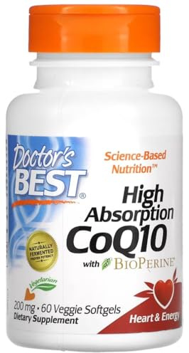 Doctor's Best - CoQ10 haute absorption avec BioPerine | Coenzyme Q10, 200mg, 60 capsules molles