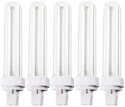 MDLITIN 26W CFL 2 Pin Compact Fluorescent Light, 26W PLC Tube Bulbs 1600LM, Energy Saving G24d-3 Compact Fluorescent Lamp, CFL Light Bulbs 6500K Cool White, Double Turn 2U Tube Pack of 5