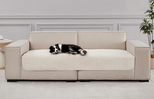 Meider Couch Covers Sofa Seat Covers, 33x70 inch Anti-Slip Dog Mat Pet Pad Blanket for Sofa Chair Recliner Bed Furniture Protector Washable (Cream White)