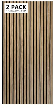 Noooza 2 paneles acústicos, paneles absorbentes de madera estriada 3D para pared y techo, nogal