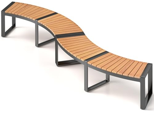 COSTWAY Trädgårdsbänk utan ryggstöd, set om 2, väderbeständig sittbänk, träbänk för 2–3-sitsig kan belastas upp till 360 kg, terrassbänk av akaciaträ, parkeringsbänk för trädgård, terrass, balkong