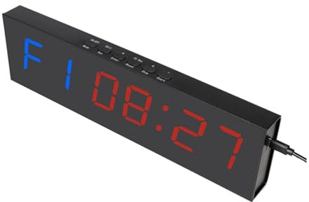 BGTSF Reloj de Gimnasio, Pantalla Digital LED, Temporizador de intervalos de Fitness, Brillo Ajustable, Cuenta atrás, Control Remoto, cronómetro de Gimnasio, Reloj de Ejercicio