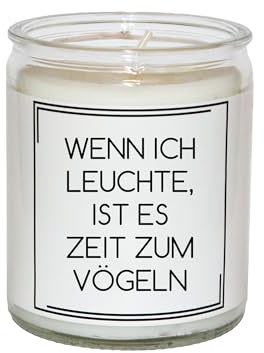 Lustige Spruchkerze im Glas – viele freche Designs, 50Std. Brennd., Geschenkkerze – Humorvolle Geschenkidee für Freunde, Männer & Frauen (Wenn ich leuchte, ist es Zeit zum Vögeln)