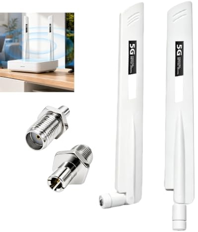 2 st 5G 4G LTE 18DBI rundstrålande antenn, SMA/TS9-antenn inomhus, hane, wifi-signalförstärkare, 600-6000MHz för M.2 PCI WLAN-wifi-kort, trådlös router, IP-kamera för flera ändamål (vit)