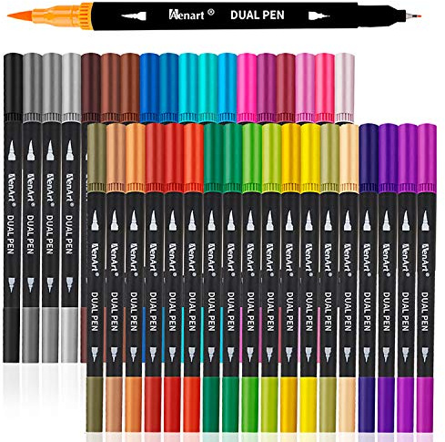 Dual Markers Brush Pens Easter Basket Stuffers, 36 Art Markers for Gifts Trendy Stuff, Double Tip Colored Pen for Adult Coloring Books Art Suppliers