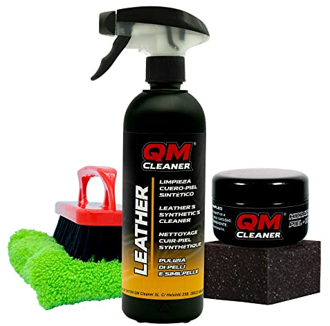 QM Cleaner Kit Pulizia e idratazione della Pelle | Cura e Pulizia Tappezzerie Auto, Poltrone Divani in Pelle. Pulisce e idrata (Kit Pelle)