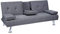 Mendler 3er-Sofa HWC-F60, Couch Schlafsofa Gästebett, Tassenhalter verstellbar 97x166cm - Textil, dunkelgrau