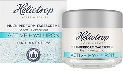 Heliotrop Anti-Aging Tagespflege für jeden Hauttyp, Vegane Naturkosmetik, Frisches und spürbar strafferes Hautbild, Multi-Perform Tagescreme mit natürlicher Hyaluronsäure, Active Hyaluron, 1 x 50 ml