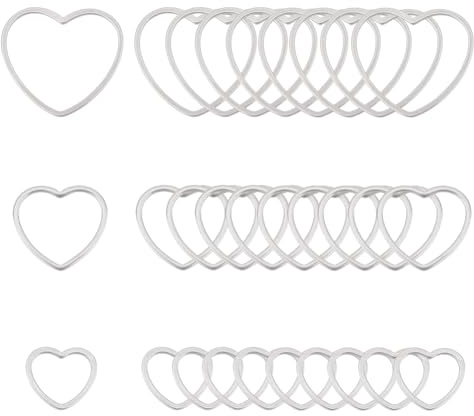 UNICRAFTALE 36 pz 3 Taglie Ciondolo A Forma di Cuore in Acciaio Inossidabile Collegamento di Cornici A Cerchio Connettori Ciondolo Vuoto per Creazione di Gioielli in Acciaio Inossidabile Colore