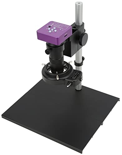 51MP AC100-240V Industrie-Mikroskop-Kit Digitales Video-Mikroskop-Kamera-Fernbedienung mit 130X C-Mount-Objektiv Stereomikroskope LED-Ringlichtstativ für die Leiterplattenreparatur(EU Plug)