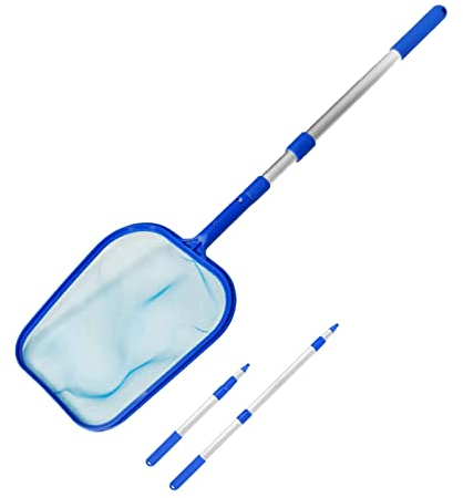 SRHIMEOS Red de Piscina Kits, Pool Net Leaf Skimmer, Recogehojas para Piscinas, Skimmer para Piscina con Red de Malla Fina con Barra telescopica (A)