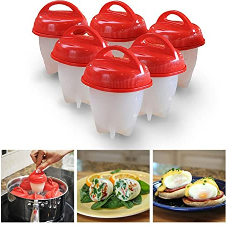 TINGJUNN 6 Piece Silicone Egg Boiler, Shellless Egg Boiler, BPA Free Non-Stick Egg Boiler, Quick Egg Boiler Egg Boiler, Egg Boiler for Kitchen Gadgets Accessories, Gift for Mom and Dad.