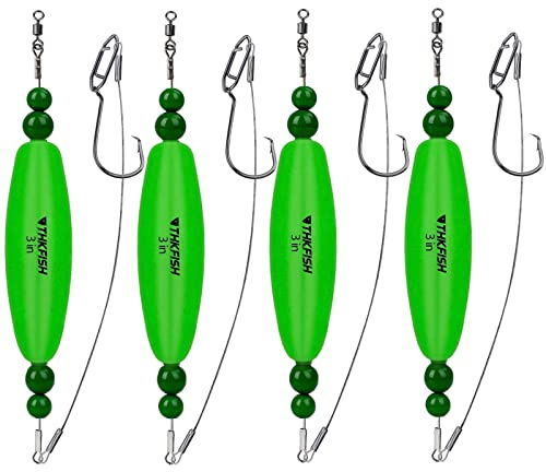 THKFISH Fiske Bobbers havskatt flottörriggar Santee Rigg för catfishing redskap skallrande kork EVA skum pinne flyter bete riggar 4 st 7,6 cm grön