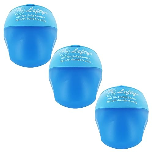 KUM AZ105.34.16-B - Sacapuntas zurdo Buddy, 3 piezas, azul, sacapuntas con recipiente
