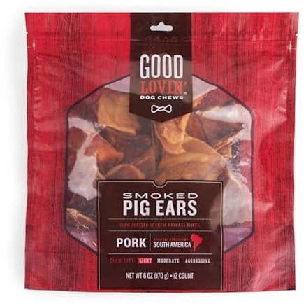 Good Lovin' Smoked Pig Ear Dog Chews 6 oz. Count of 12