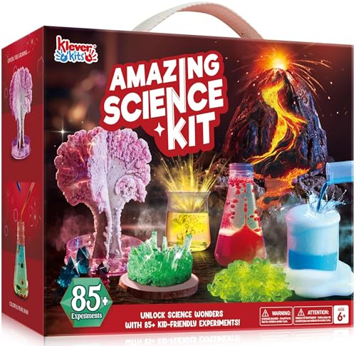 Klever Kits Amazing Science Kits- 85+ Experiments Educational Toys, STEM Activities with Erupting Volcano and Growing Crystal Tree