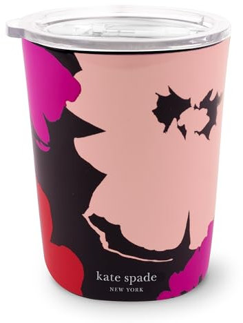 kate spade new york Small Insulated Stainless Steel Tumbler, 12 Ounce Double Wall Travel Coffee Cup with Lid, Painterly Blooms