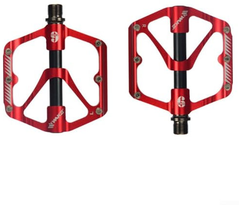 Fahrradpedale, 3 Kugellager, ultraleicht, Karbonfaser, Rennradpedale, MTB, flache Pedale, professionelle Fahrradteile (rot)
