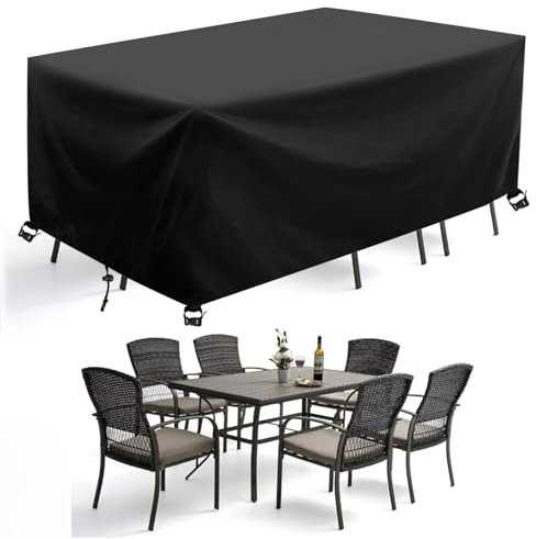 AJALGZ Bache de Protection Exterieur Table 80x80x40cm/LxWxH Housse Protection Table de Jardin Exterieur Bâche Protection Salon de Jardin Résistance au Vent Rectangulaire Housse Table Exterieur