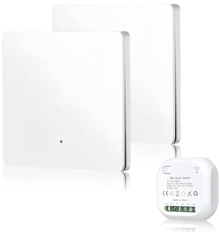 Interrupteur Sans Fil, 2 Pièces Interrupteur D'Éclairage, Interrupteur Mural Sans Fil 10 A 230 V Avec Récepteur, Interrupteur Va Et Vient Sans Fil, Interrupteur Radio Pour Salle De Bain, Chambre
