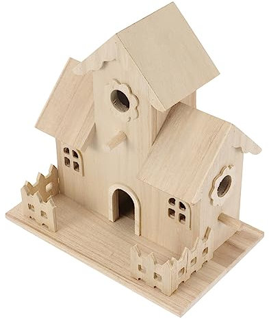 YARNOW Nido de pájaro de Madera cabaña de Troncos casa de pájaros Paloma Casa de pájaros de Madera Decoración de jardín de Adorno de Nido casero Casitas de de Beige