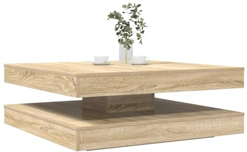 Couchtisch 360-Grad Drehbar Sonoma-Eiche 90x90x34,5 cm Wohnzimmertisch Couchtisch