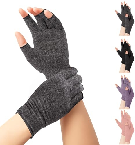 4 Paia Guanti Per Artrosi Alle Mani, Guanti A Compressione, Sollievo Per Artrosi, Tendinite, Sindrome Del Tunnel Carpale, Guanti Senza Dita, Adatto Per Scrivere E Per Attività Quotidiane (M)