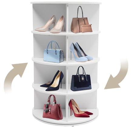 JJsdwin Étagère à chaussures pivotante sur pied avec papier abrasif, organisateur de chaussures pour chaussures, sacs, chapeaux, ornements, plantes en pot et CD, charge totale 50 kg