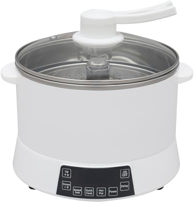 4 l riskokare med låg socker, 1 500 W, justerbar effekt, multikokare med reserveringsfunktion, långsam spis för hus, lägenheter (vit)