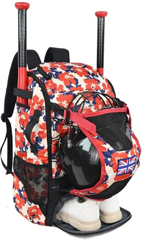POWER KING 45L Youth Baseball Bat Bag, Large Capacity Backpack for Baseball, T-Ball & Softball Equipment & Gear with Shoe Compartment | Fence Hook | Helmet Holder