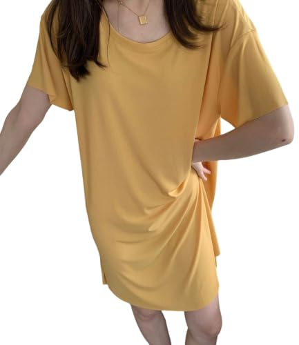 Damklänning med kort ärm, sommarklänning med avslappnad t-shirt, löst sittande tunika