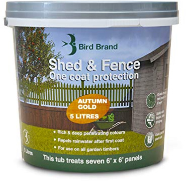 Bird Brand Shed & Fence One Coat Protection - 5 Litre - Autumn Gold Colour