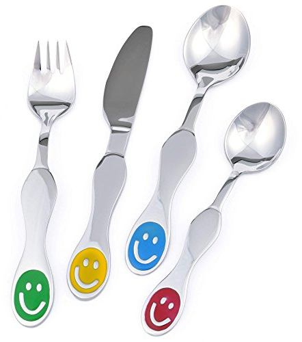 GRÄWE Kinderbesteck Smile, Edelstahl Besteckset für Kinder, Kindergabel, Kinderlöffel, Kindermesser, ab 3 Jahren, Geschenkverpackung
