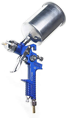 ORAZIO Pistola Pulverizadora Pintura HVLP 1000ml Gravedad Copa de Aluminio1,8mm 2,5mm Dos Boquilla de Cobre Pulverizador de Pintura para Auto Muebles Revestimiento de Superficies Decoración