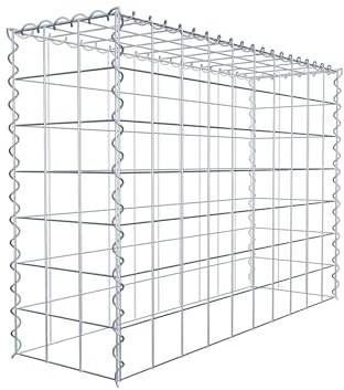 GABIONA Cesta de piedra de gavión rectangular, malla de 10 x 10 cm, profundidad de 30 cm, cesta de cultivo tipo 3, cierre de espiral, galvanizado (100 x 70 x 30 cm)