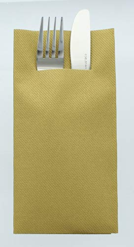 Mank Airlaid Besteckservietten Uni | 40 x 40 cm | 1/8-Falz | Premium Einweg-Serviette | saugstark | Basic | 75 Stück (Gold)