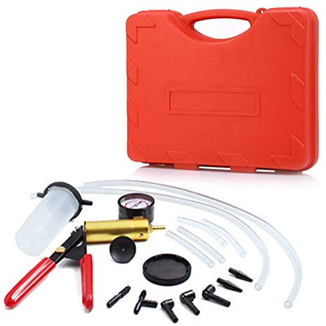 Brake Bleeding Kit, Hand Held Vacuum Pump Pressure Tester with Durable Gauge, Brake Fluid Bleeder Kit for Car Motorcycle Diagnosis