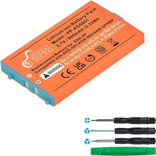 Gameboy Advance SP Battery, Pickle Power 900mAh Rechargeable Battery with Tool Kit for Nintendo GBA SP Game Consoles