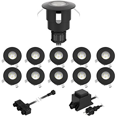 ledscom.de LED Bodeneinbauleuchte ATRIA für außen, IP65, schwarz, rund, 40mm Ø, kaltweiß 11er Set