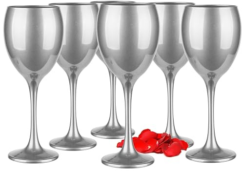 Glasmark Krosno s À Set De 6 s À Blanc 300Ml Rouge s A Pied Ensemble De s À Argent
