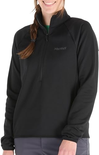 Marmot Damen Leconte Fleece 1-2 Zip, Warme Fleece-Jacke, Jacke mit 1-2-Zip Reißverschluss, atmungsaktiv, winddichte Weste, leicht zu packen, optimal für Wandern und als Midlayer, Black, M