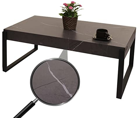 Mendler Couchtisch HWC-L53, Wohnzimmertisch Beistelltisch Sofatisch, Metall 43x110x64cm - Marmor-Optik grau