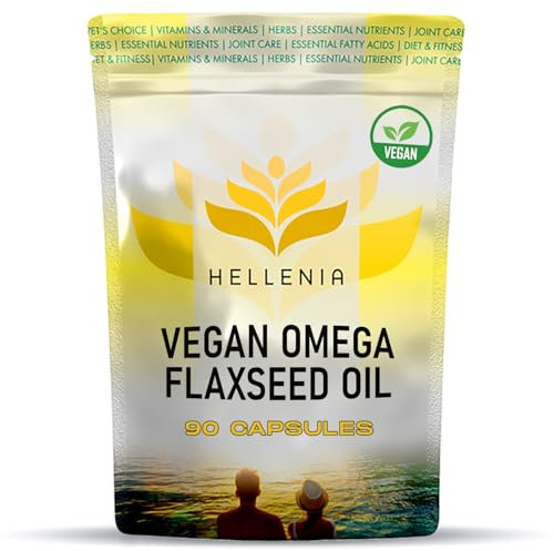 Flaxseed Oil Capsules 1000mg | High Strength Supplement with Omega 3 6 & 9-90 Softgel Capsules | Cold Pressed Flaxseed Oil - No Artificial Preservatives | Made for Hellenia
