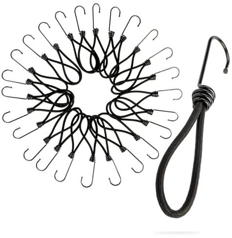Brevanza 25 Pièces Tendeurs Elastique avec Crochets, Tendeur Crochet Bache, Caoutchouc de Bâche Professionnel, Cordons Élastiques Courts avec Crochets, Crochets d'Extenseur Bâches pour Camping