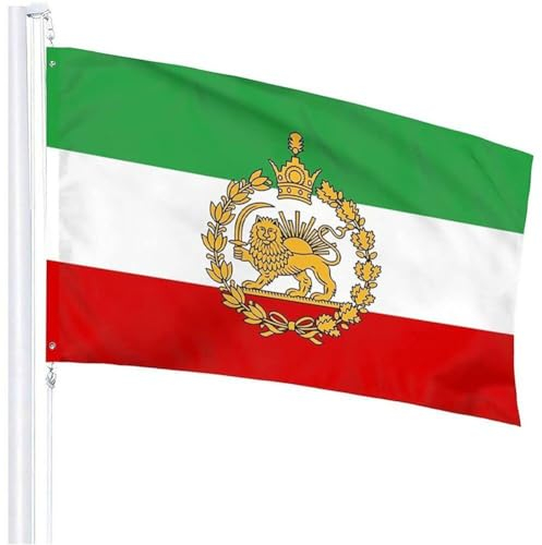 Luxylei 3 X 5 Pieds Vieux Drapeau Iranien Drapeaux Persans Historiques – Couleurs Vives Résistant À Décoloration – Drapeaux Nationaux Sun Iran, Drapeau Iranien en Polyester
