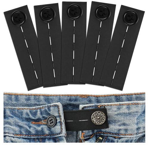gaoduanluoluo 5 Stück Hosenbunderweiterung, Elastische Taillenverlängerung, Verstellbare Bundverlängerungen Knopf für Hosen, Jeans und Kleid, für Damen und Herren
