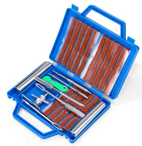 TIDEVAN 33 PCS Kit di Riparazione Pneumatici, Kit Riparazione Pneumatici Auto Kit di Riparazione di Gomme Heavy Duty, Portatile Ripara Gomme Auto per Motocicli, Auto, Camion, Jeep, Trattori, ATV