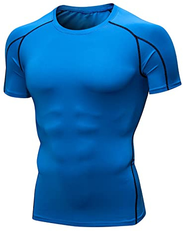 Tee Shirt Compression Homme Ete Sport T-Shirt à Manches Courtes Fitness Tee-Shirt Gym Teeshirts Running Tenue Respirant Amincissant Maillots de Corps Coton Haut de Séchage Rapide Col Rond Vetement