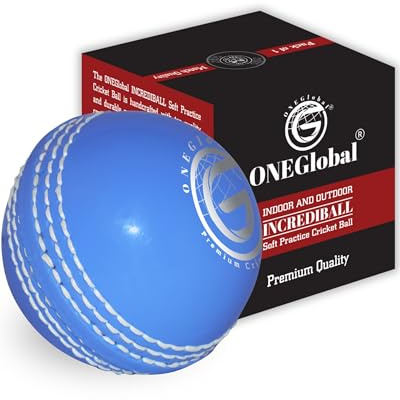 ONEGlobal Incrediball – Balle de cricket d'entraînement douce | Balle de cricket en caoutchouc pour extérieur et intérieur avec noyau et coutures cousues | Pour la pratique, les compétences d'affûtage